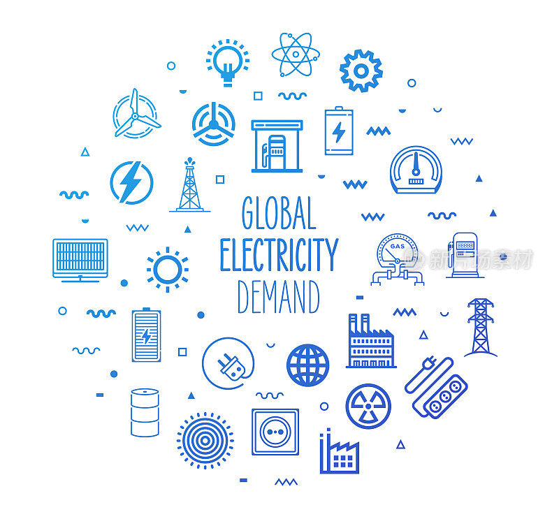 Global Electricity Demand Outline Style Infographic Design